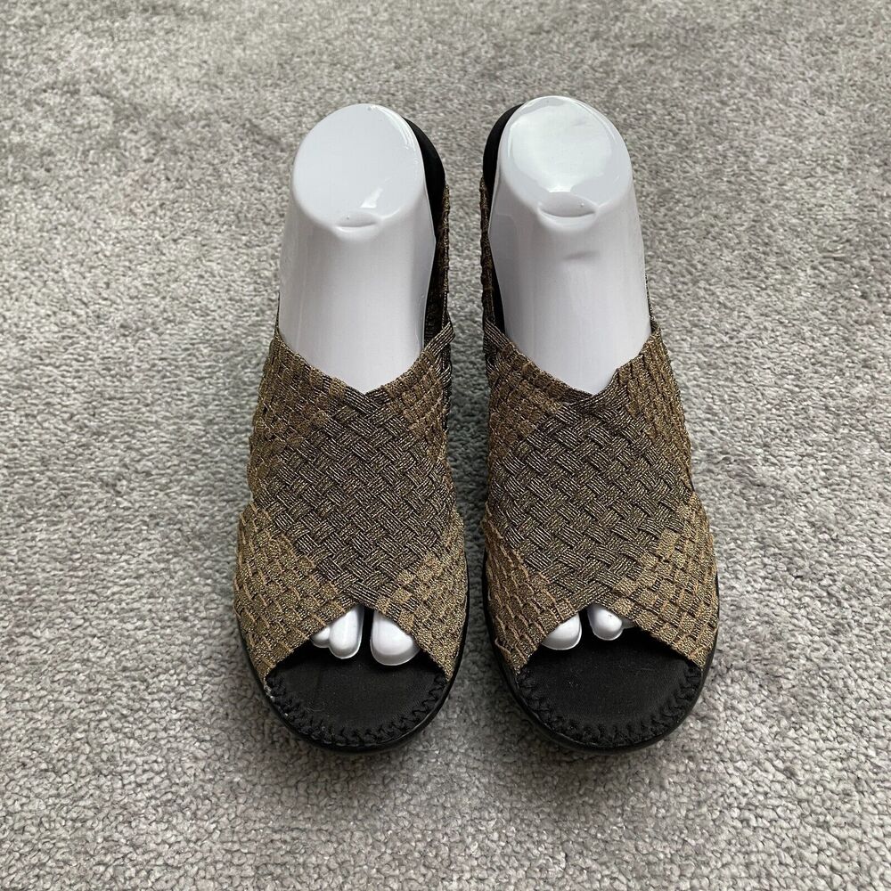 Steven By Steve Madden Wedge Peep Toe Sandals Women 6.5 Brown Black Foam Stretch